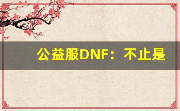 公益服DNF：不止是游戏，更是公益的力量